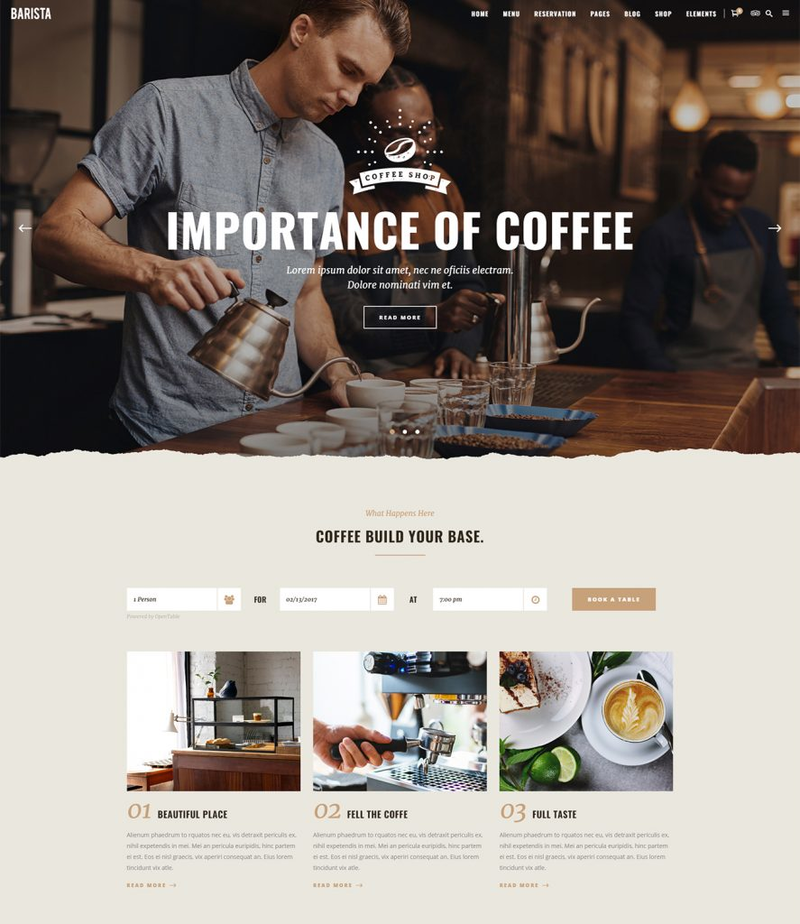 Barista - Modern Theme for Cafes, Coffee Shops and Bars